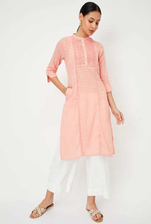 Women Lace Kurta with Pocket