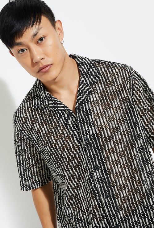 URB_N Men Relaxed Fit Lace Resort Shirt