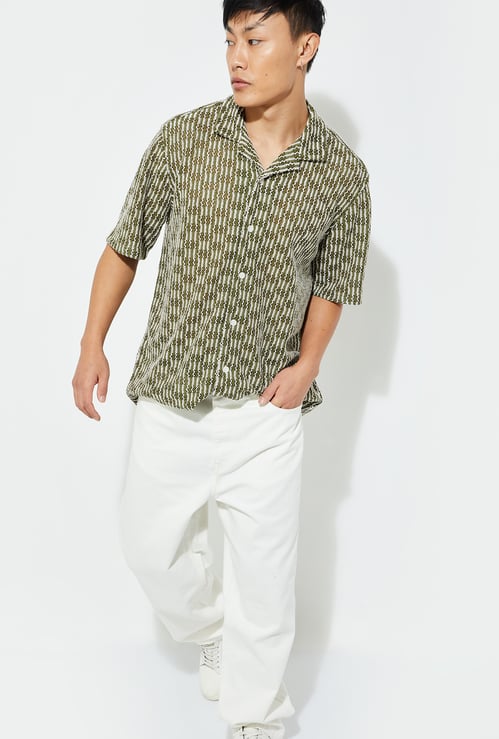 URB_N Men Relaxed Fit Lace Resort Shirt