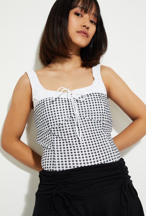 ALAYA F x URB_N Women Checked Top