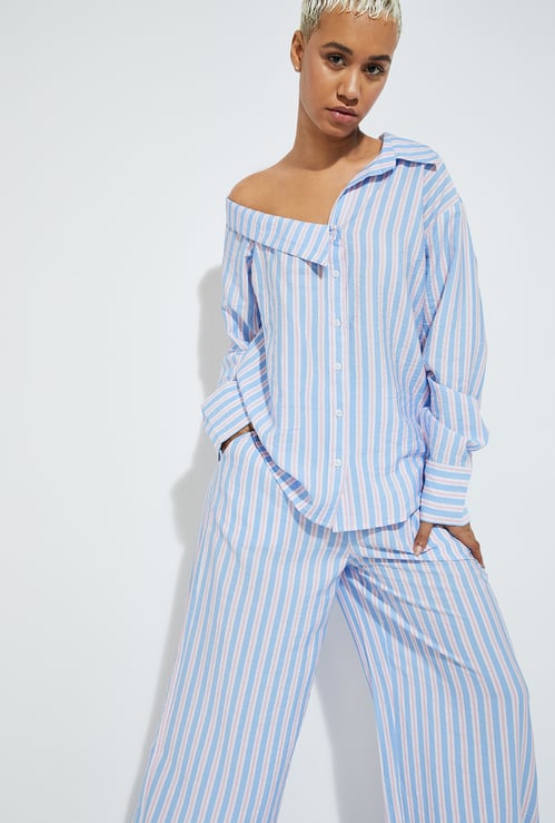 ALAYA F x URB_N Women Striped Asymmetric Shirt