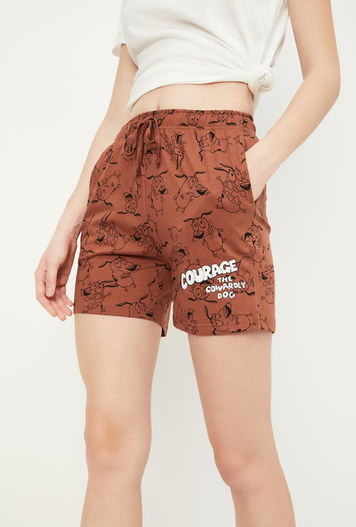 Women Courage The Cowardly Dog Printed Shorts