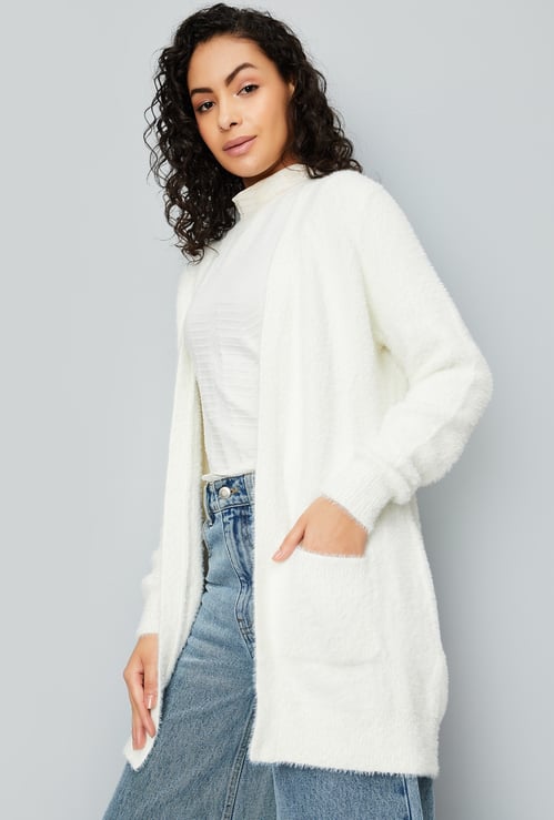 Women Knitted Open Front Cardigan