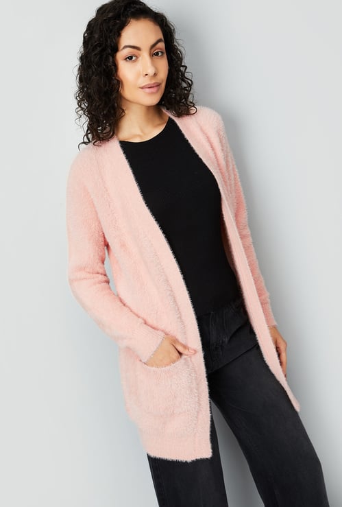 Women Knitted Open Front Cardigan