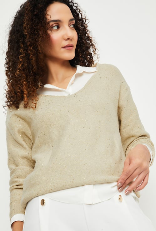 Women Sequinned Sweater