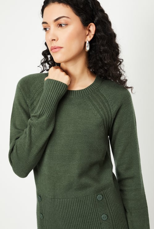 Women Knit Sweater with Button Details