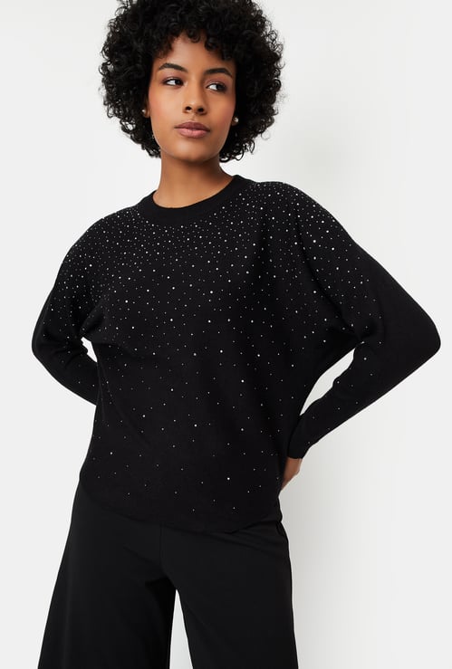 Women Embellished Knit Sweater