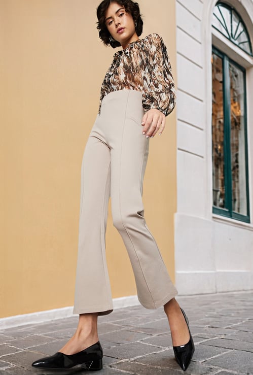 Women Solid Pintuck Trousers