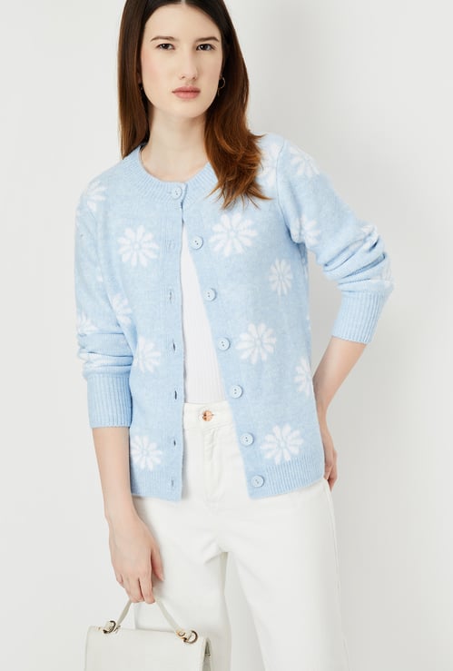 Women Floral Knitted Cardigan