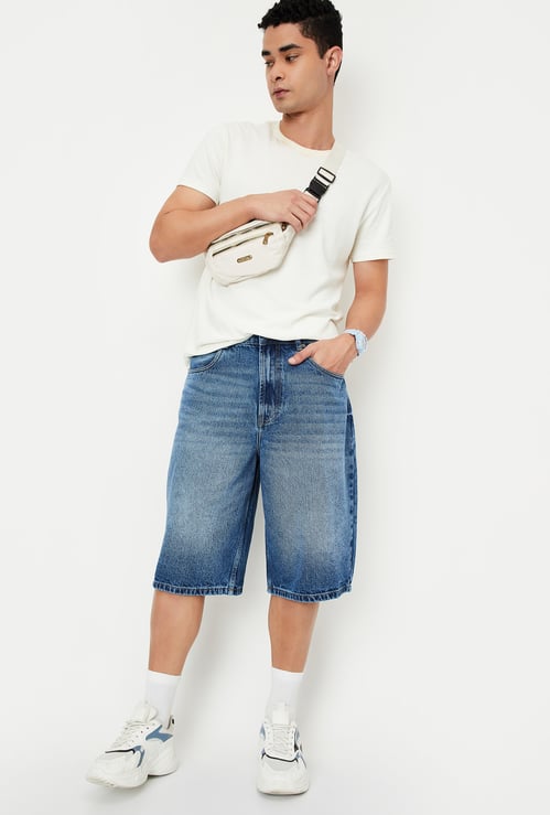 Men Washed Denim Shorts