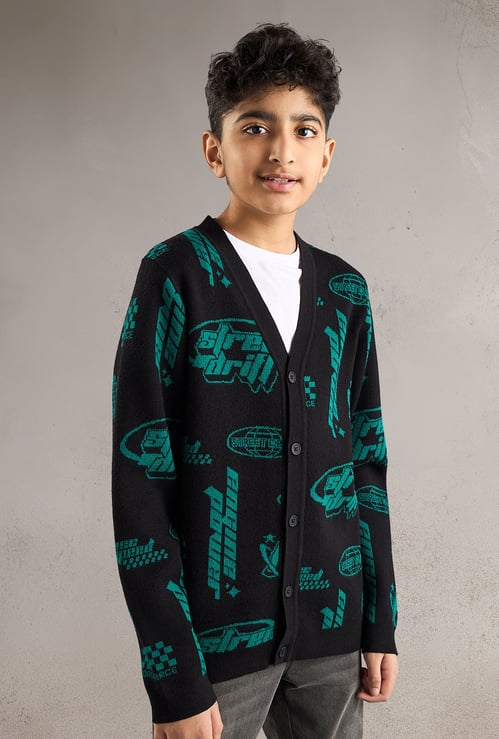 Boys All-Over Printed Cardigan