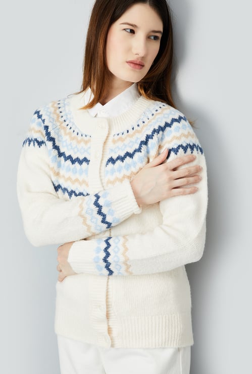 Women Fair Isle Knitted Cardigan