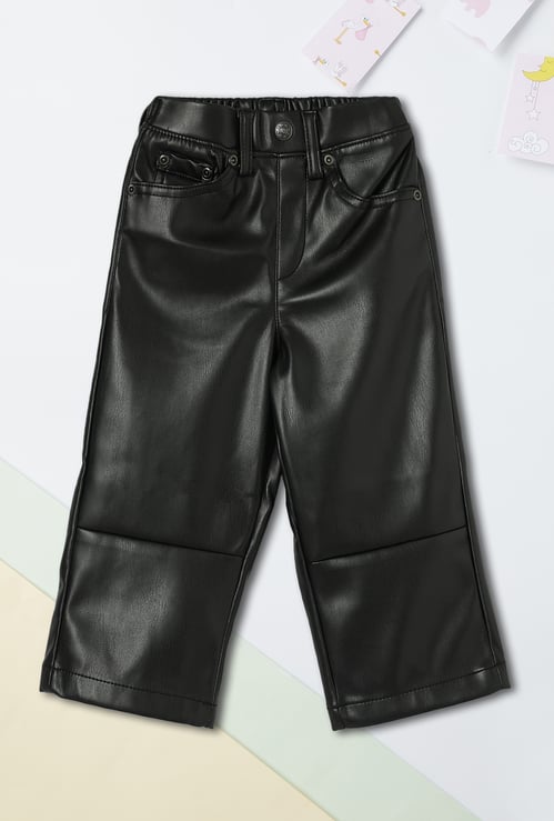 Girls Faux Leather Trousers