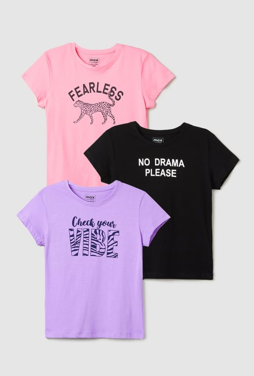 Girls Printed T-shirt - Pack of 3