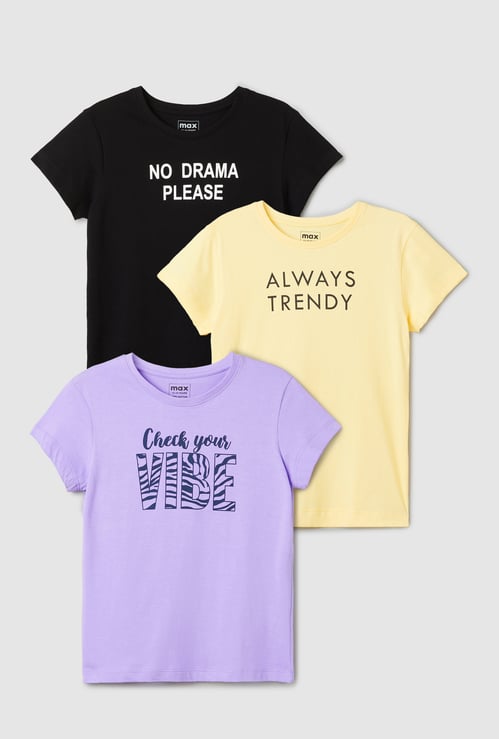 Girls Printed T-shirts - Pack of 3