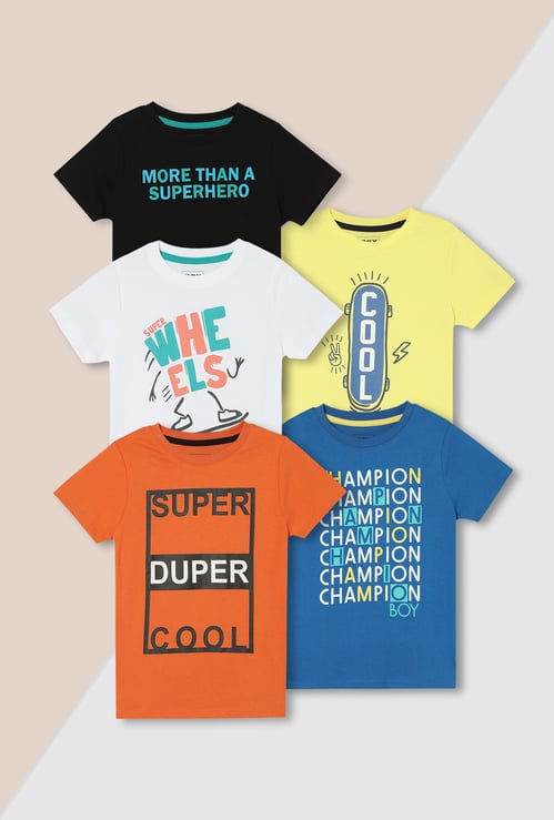 Boys Graphic Printed T-shirt - Pack of 5