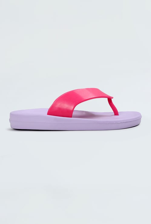 Girls Colourblocked V-Strap Flip Flops