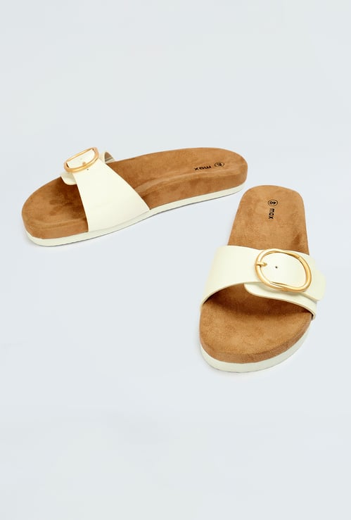 Women Colourblocked Flat Sandals with Buckle