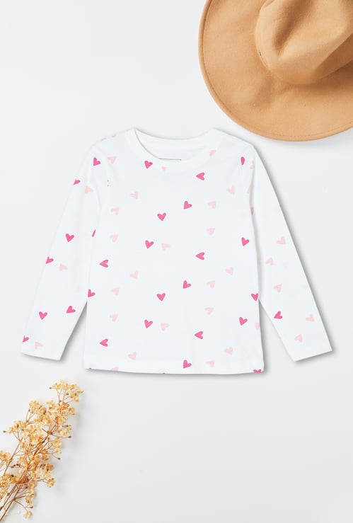 Girls Heart Print T-shirt