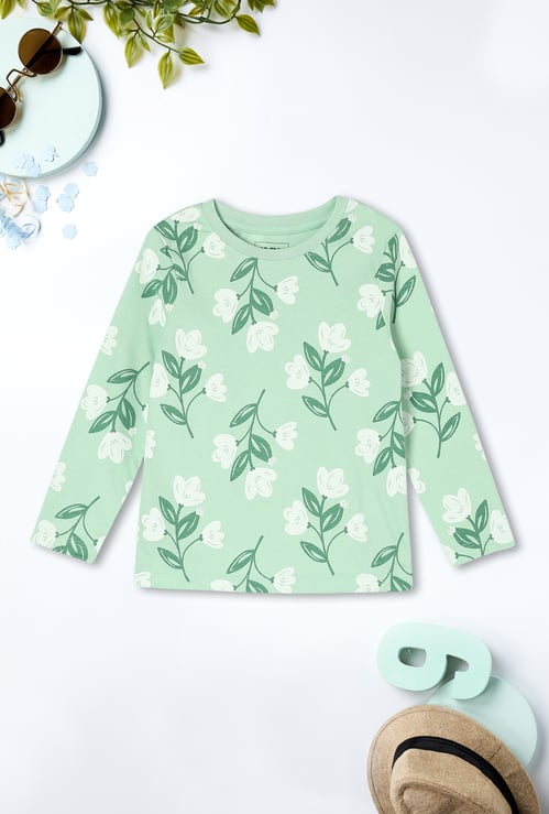 Girls Floral Printed T-shirt