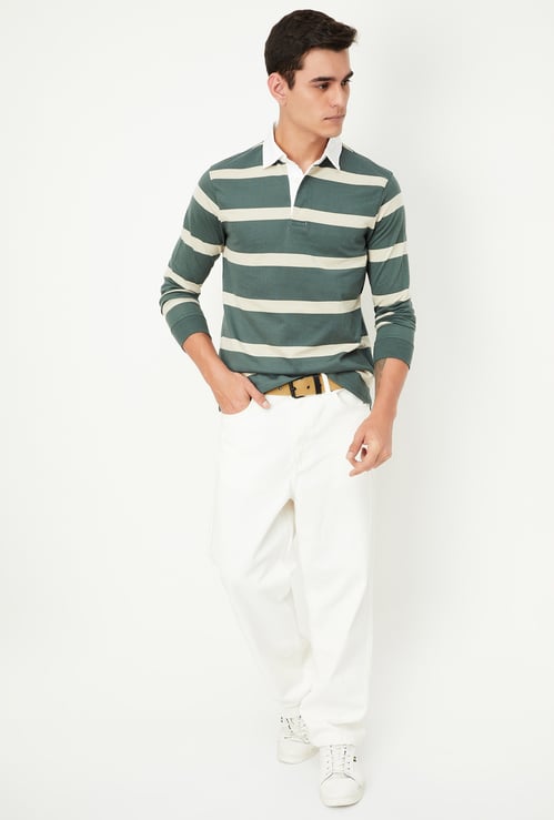 Men Striped Polo T-shirt