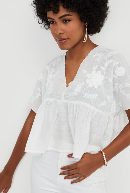 Kalki x Max Women Embroidered Peplum Top