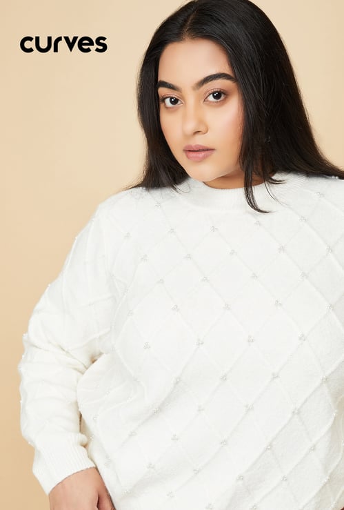 Women Pearl Embellished Sweater