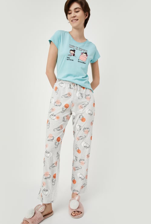 Women Printed Knit Pyjamas