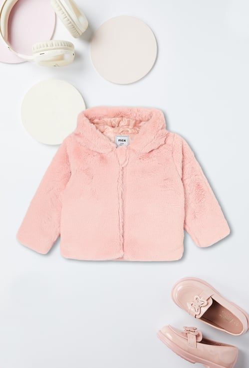 Girls Textured Hooded Jacket