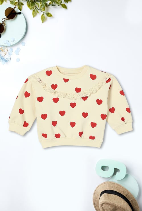 Girls Heart Printed Sweatshirt