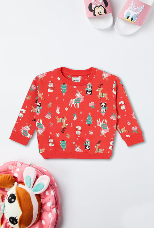 Girls Chrismas Printed Sweatshirt