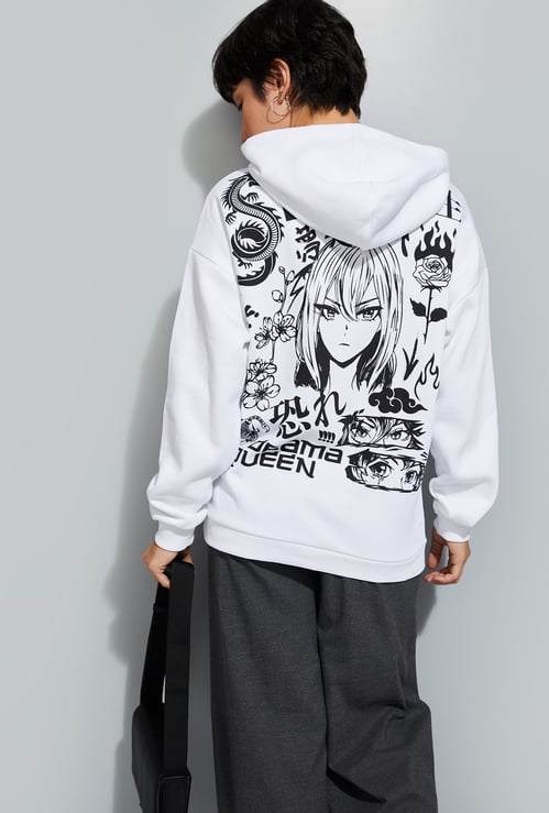 URB_N Women Back Printed Hooded Sweatshirt