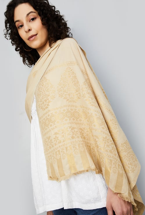 Women Floral Woven Shawl