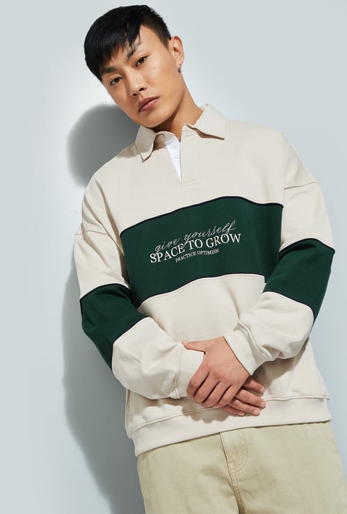 URB_N Men Oversized Colourblocked Sweatshirt