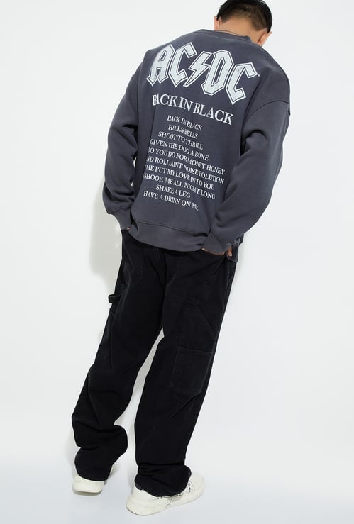 URB_N Men Oversized AC/DC Printed Sweatshirt