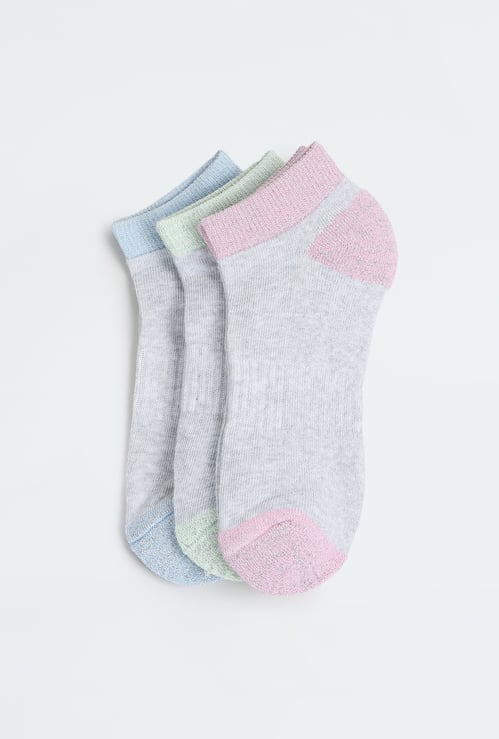 Girls Colourblock Ankle Length Socks - Pack of 3