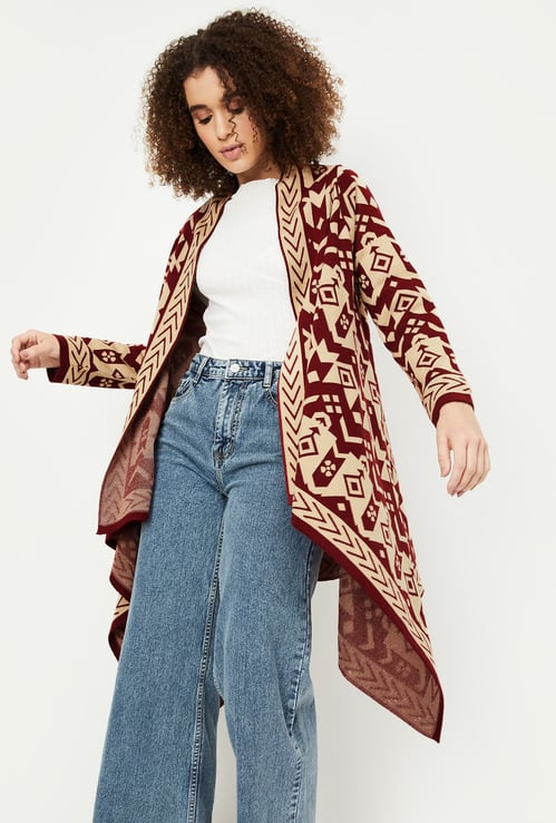 Women Geometric Printed Waterfall Shrug