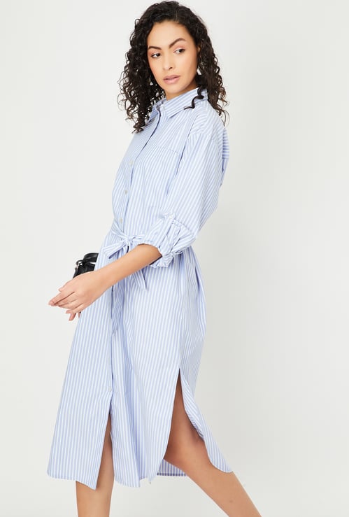 Women Striped Shirt Dress