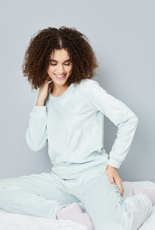 Women Textured PJ Set