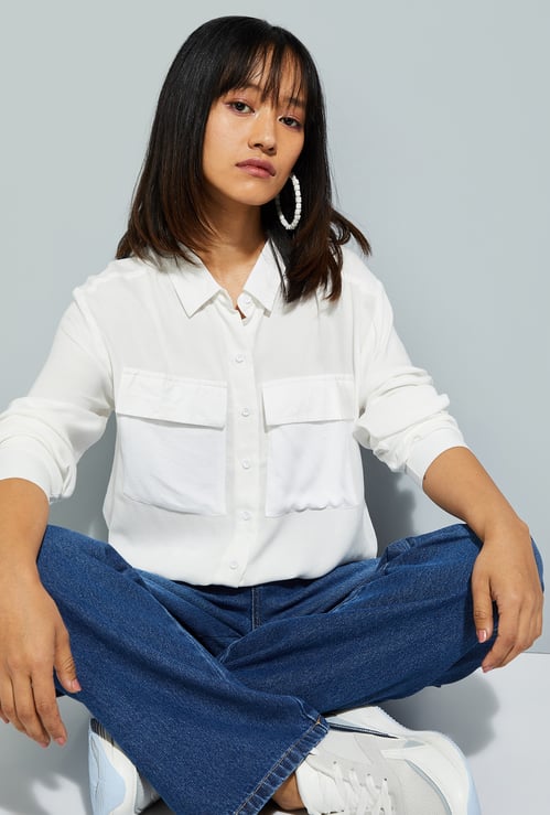 URB_N Women Solid Cropped Shirt