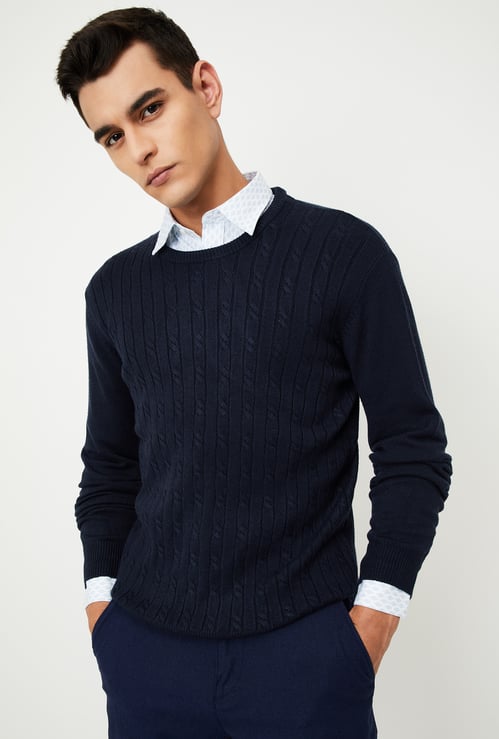 Men Braided Knit Sweater