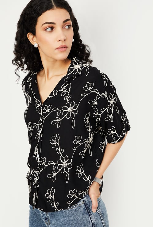 Women Oversized Embroidered Top