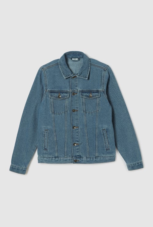 Boys Solid Denim Jacket