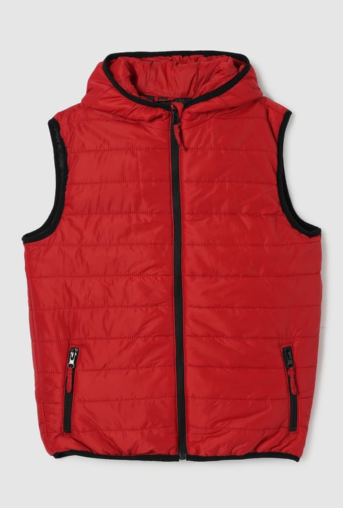 Boys Solid Hooded Gilet