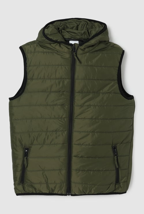 Boys Solid Hooded Gilet