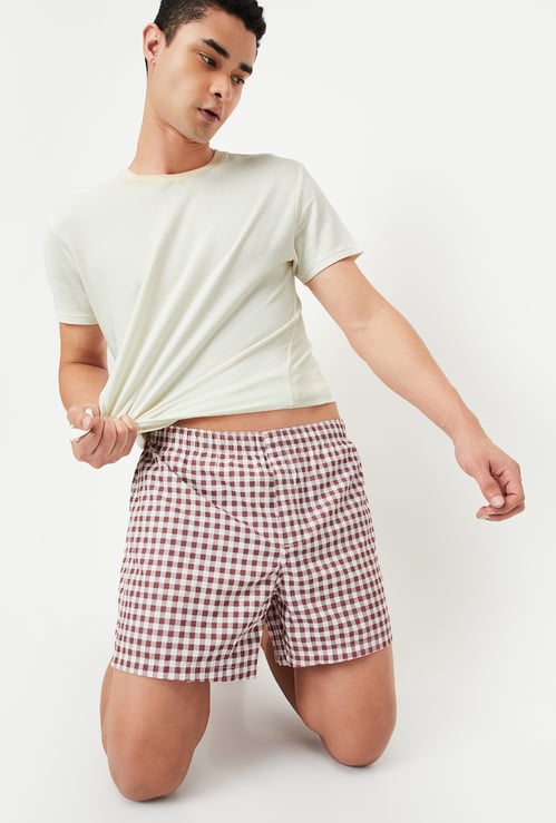 Men Gingham Checked Boxers