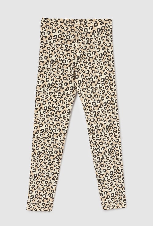 Girls Animal Print Full-Length Leggings