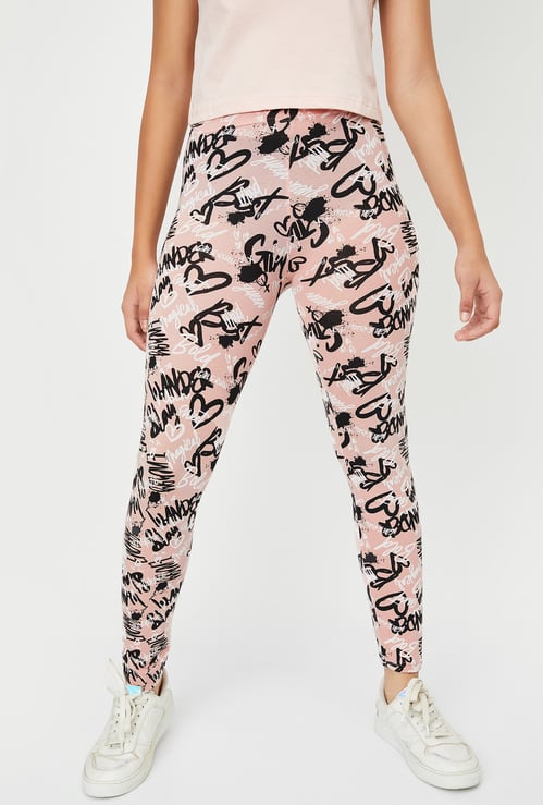 Girls Printed Full-Length Leggings