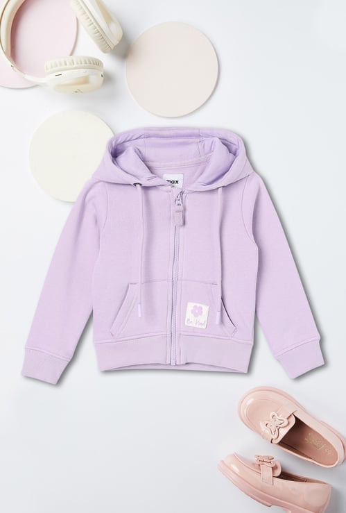 Girls Solid Hooded Sweatshirt