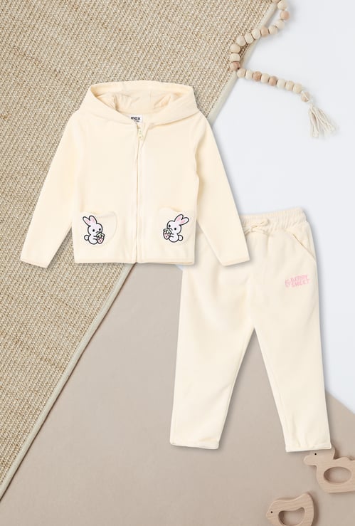 Girls Embroidered Hoodie with Pants